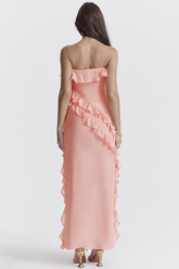 Sarina Apricot Rüschen-Maxikleid